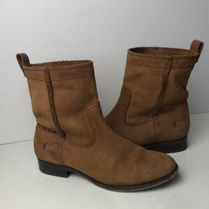 Frye Cara Brown Leather Ankle Boots 6